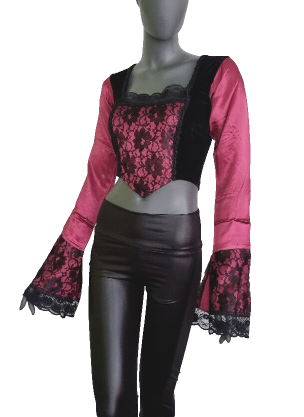 Miedertop Samt Spitze Gothic  victorian barock schwarz Gr. 34-38