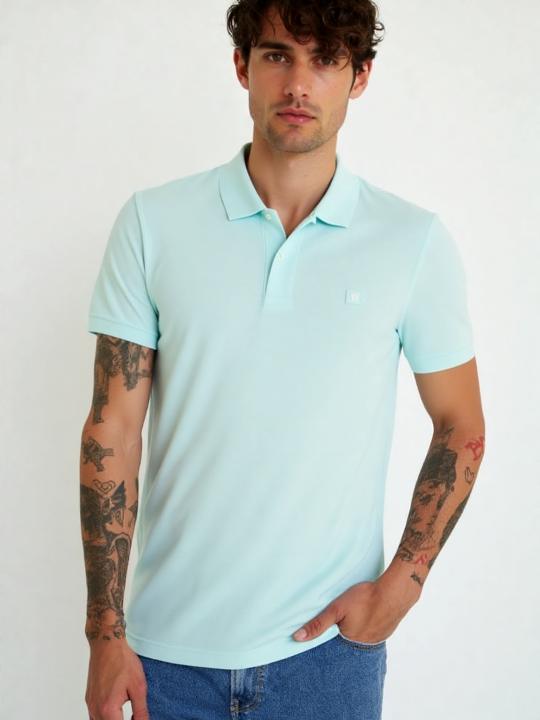 Calvin Klein Stretch Poloshirt aqua Embro Badge slim fit Gr.2XL-3XL