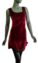 Zeige Bild Samtkleid mit Spitze schwarz Gothic Punk Medieval rot Gr.38/40 3