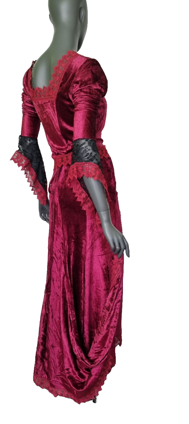 2 Teiler Rock + Bluse Gothic Barock Victorian bordeauxfarben Gr.36/38 kl.40