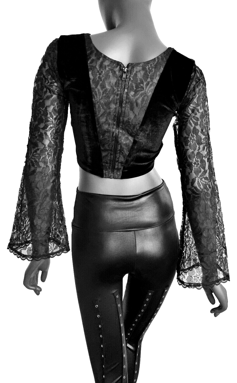 Bäres Kurztop SamtSpitze Gothic Punk Victorian schwarz  Gr.34-38