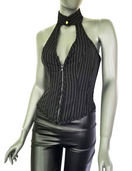 Zeige Bild Neckholder Corsagen-Top Pinstripe Rockabilly Gothic Party Gr.38-40 4