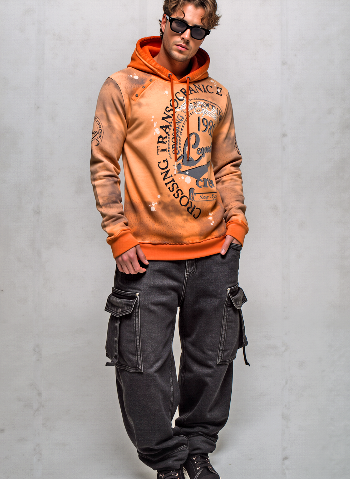 Rusty Neal Herren Sweatshirt Hoodie orange Farbverlauf Gr.M,L,XL