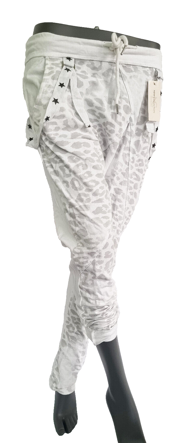 Jogpants Italy Freizeithose Schlupfhose Leopard Harem Boyfriend Gr.34-38 onesize