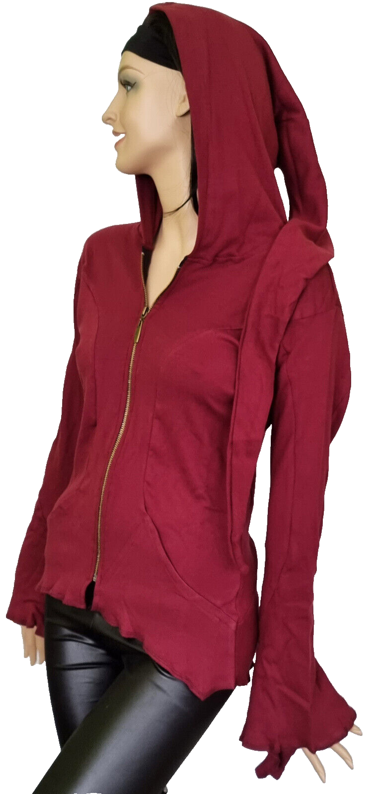 Gugel Zipfeljacke Goa Ethno Medieval Gothic Hippie bordeaux Gr.36/38 kleine 40