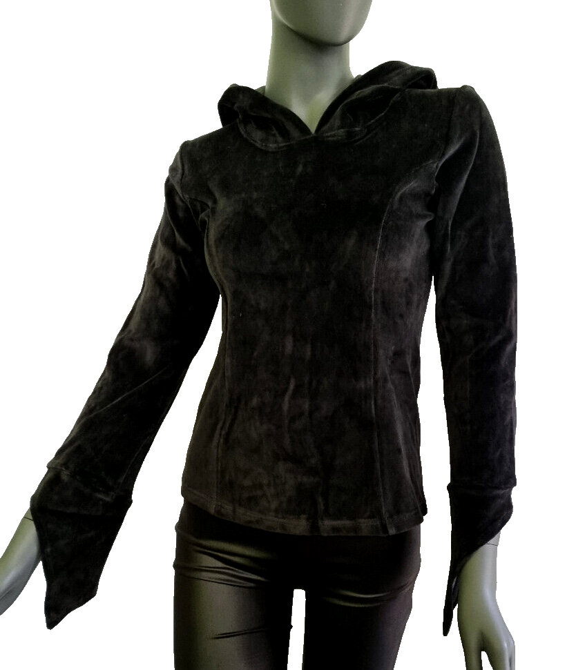 Gugel Nickisweater Medieval Gothic Pixie Larp Rock Schelle Gr.34/36 kleine 38