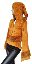 Zeige Bild Gugel Zipfeljacke Baumwoll-Samt Goa Ethno Medieval Hippie Boho Gr.36/38 2