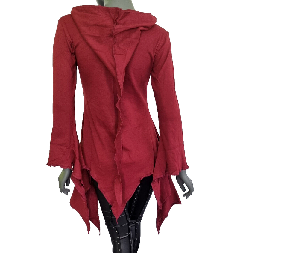Gugel ZipfelKleid Medieval Gothic Ethno Witch Pixie grün, rot Gr.S/M, L/XL