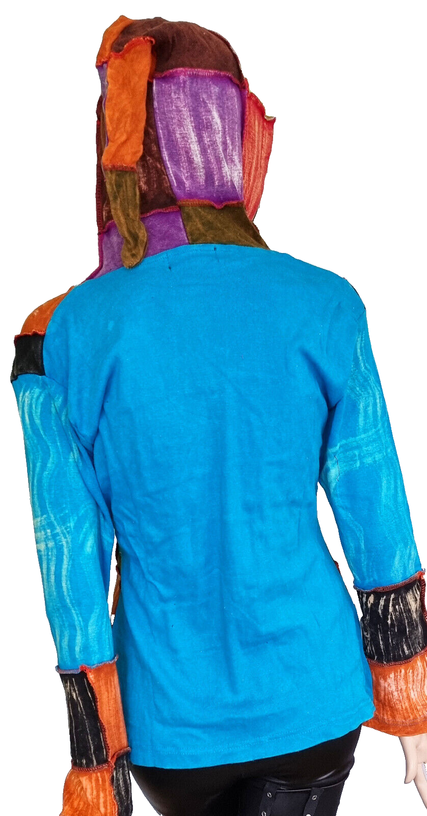Gugel Zipfeljacke Goa Ethno Medieval Patchwork Hippie  Gr.36/38 kleine 40