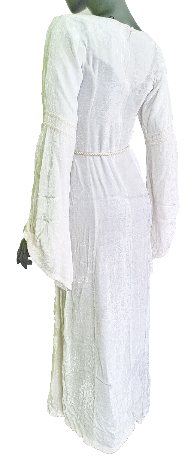 Samtkleid Maxikleid Mittelalter Gothic Pixie Fee cremeweiss Gr. 34/36
