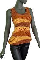 Zeige Bild Razor Cut Damen Top Ethno Nepal Flower Hippie Boho Vintage orangebraun Gr.34-38 3