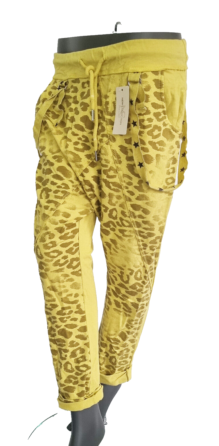 Jogpants Italy Freizeithose Schlupfhose Leopard Harem Boyfriend Gr.34-38 onesize