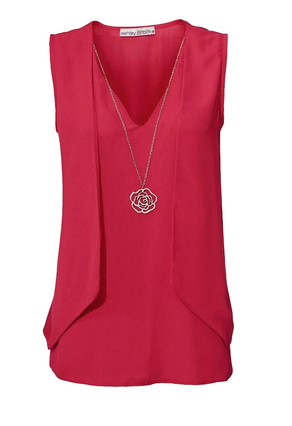Designer Blusen-Top mit Kette Rose Westen-Look  Gr.36-44