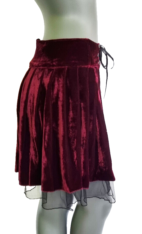 Minirock Samtrock Faltenrock Gothic Punk Rock Pixie Dark rot Gr.38/40