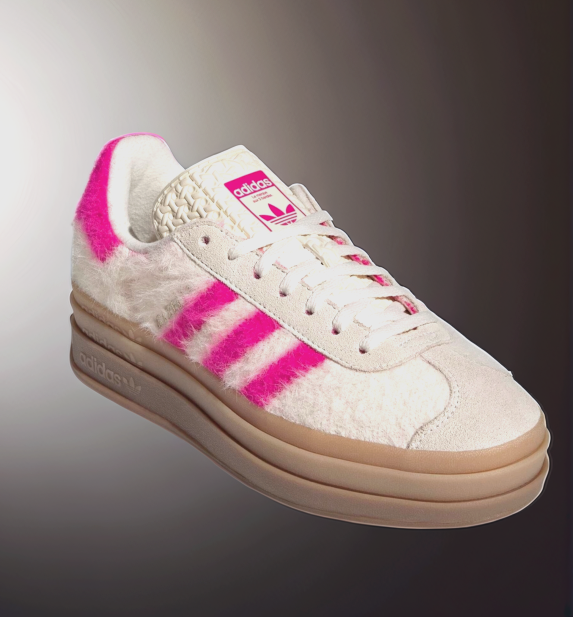 Adidas Sneaker Plüsch Gazelle Bold Creme Shock Pink Gold Metallic Gr.42