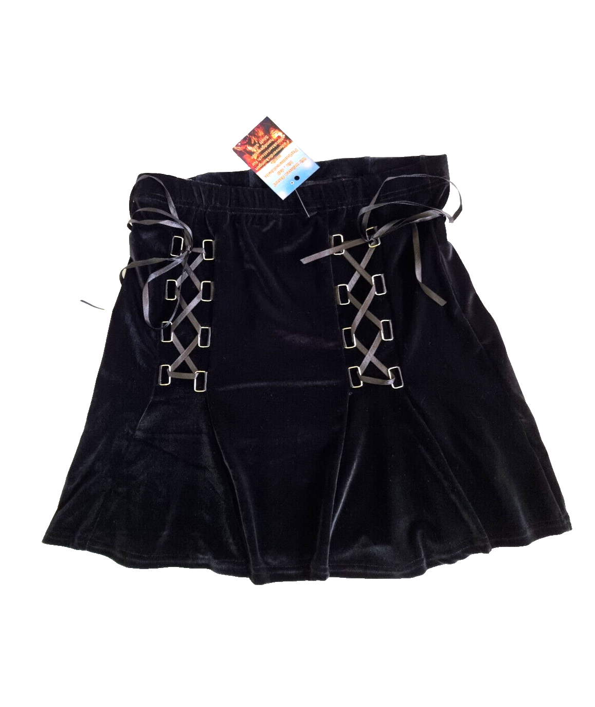 Minirock Samtrock Schnürung Gothic Punk Rock Dark schwarz Gr.34-38