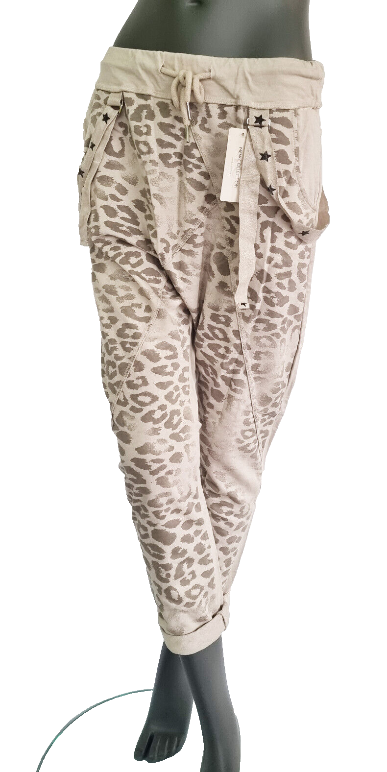 Jogpants Italy Freizeithose Schlupfhose Leopard Harem Boyfriend Gr.34-38 onesize