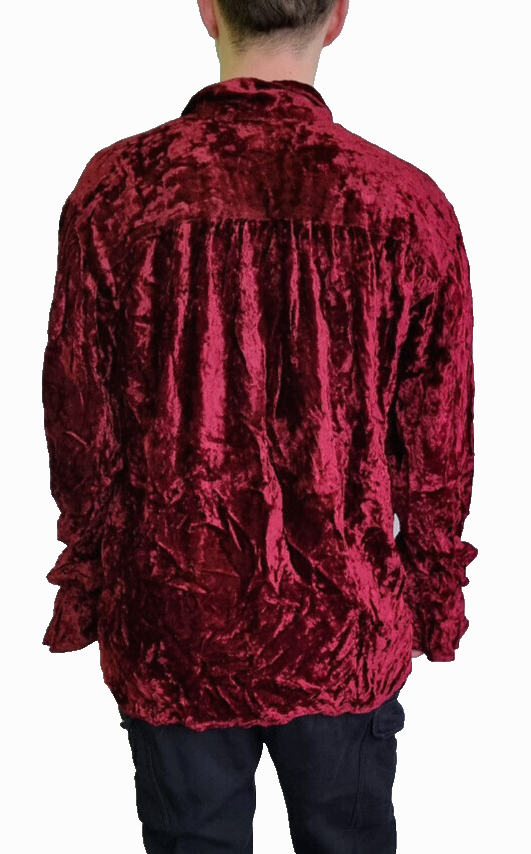 Bäres Gothic Steampunk Vintage Piraten Samthemd Rüschen Schnürung bord-rot Gr.SM
