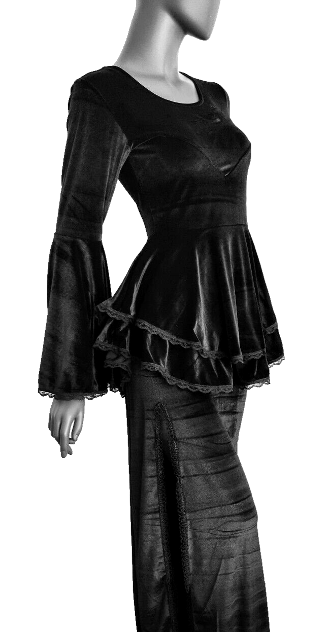 SamtTunika Gothic Witch Medieval Victorian schwarz Larp Gr.34-38