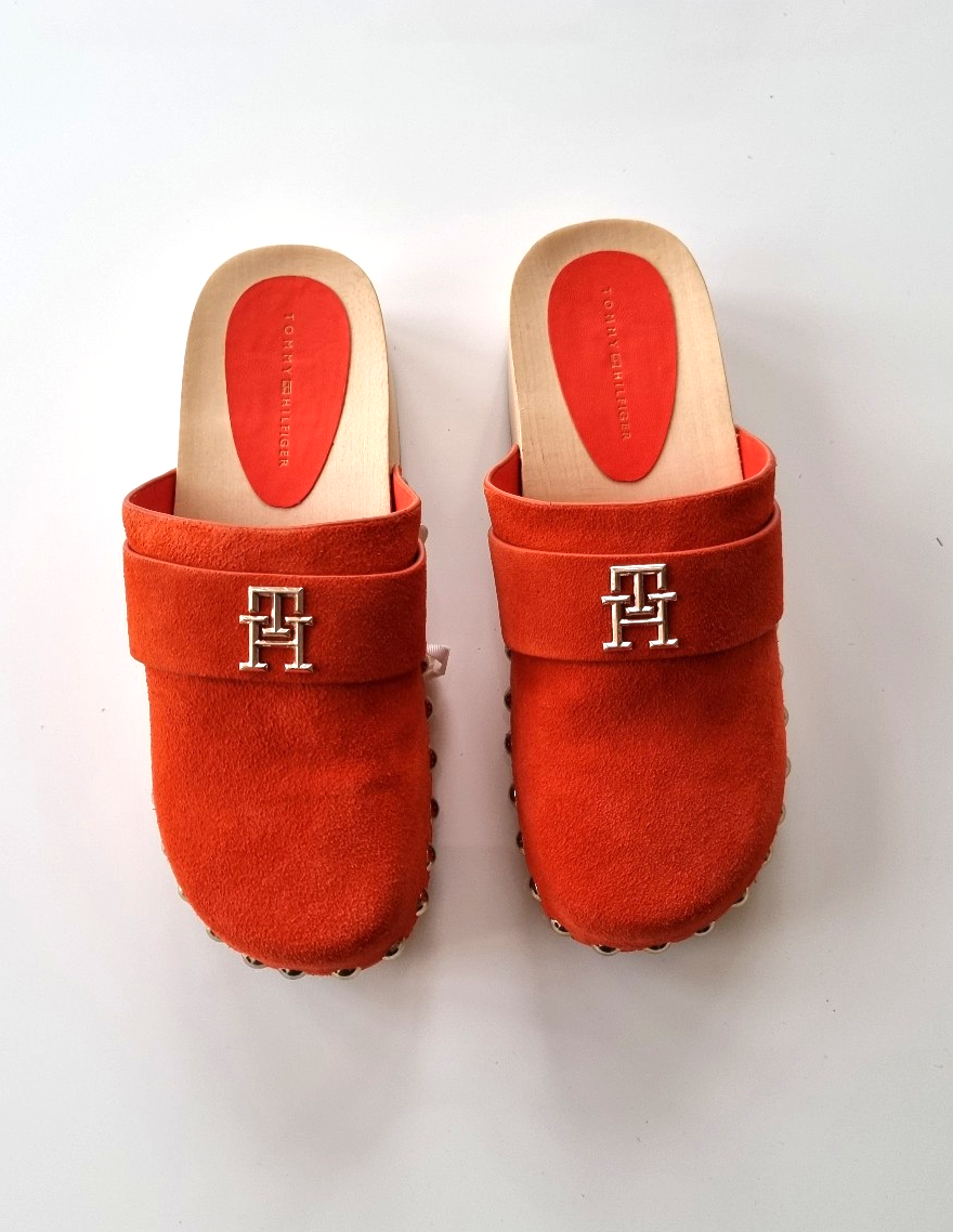 Tommy Hilfiger Wildleder Clogs orange Gr.37
