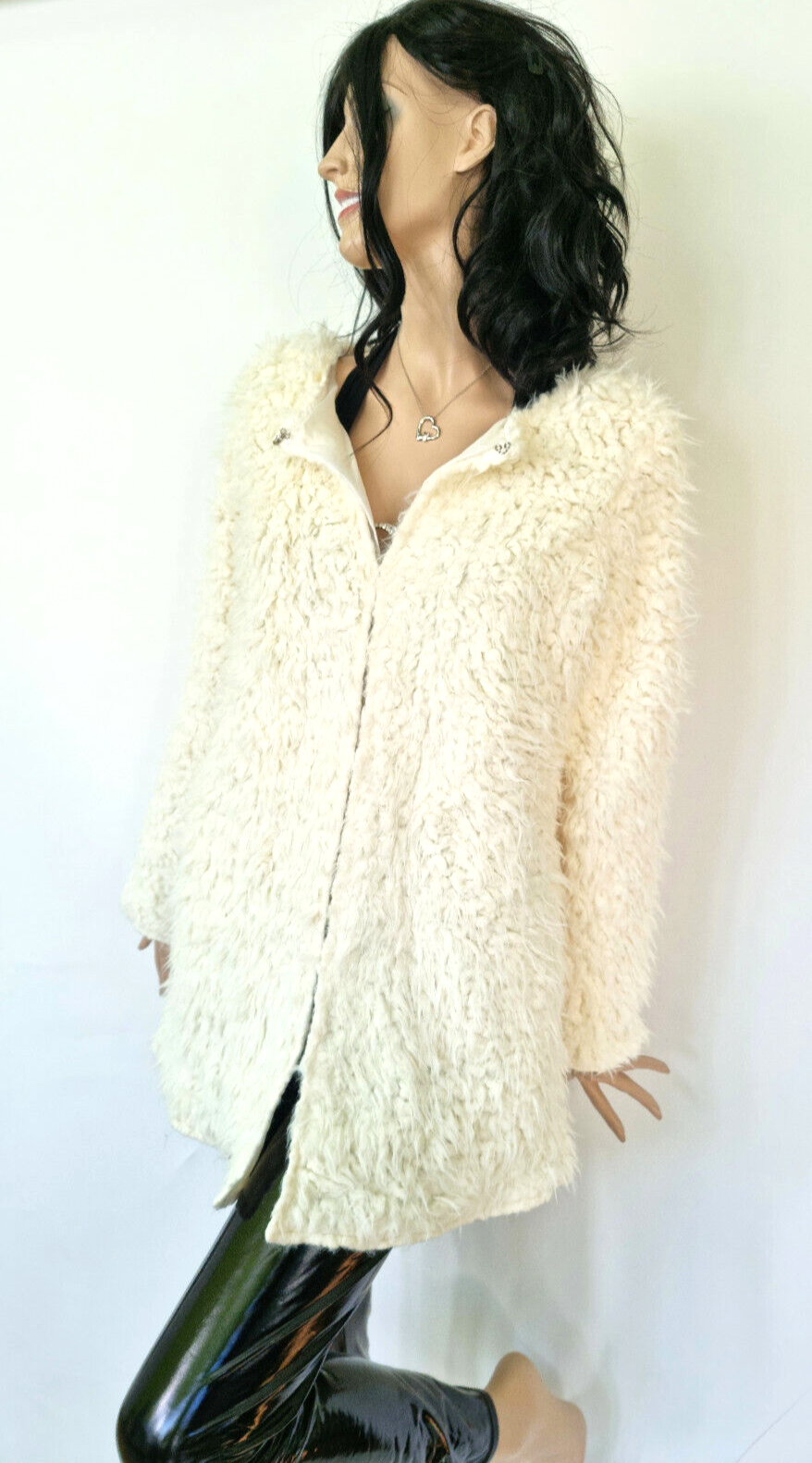 Flauschmantel Soft Übergangsjacke cremeweiss Gr.34-36