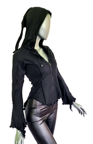 Gugel Shirtjacke Goa Ethno Boho Medieval Hippie schwarz Gr.40/42