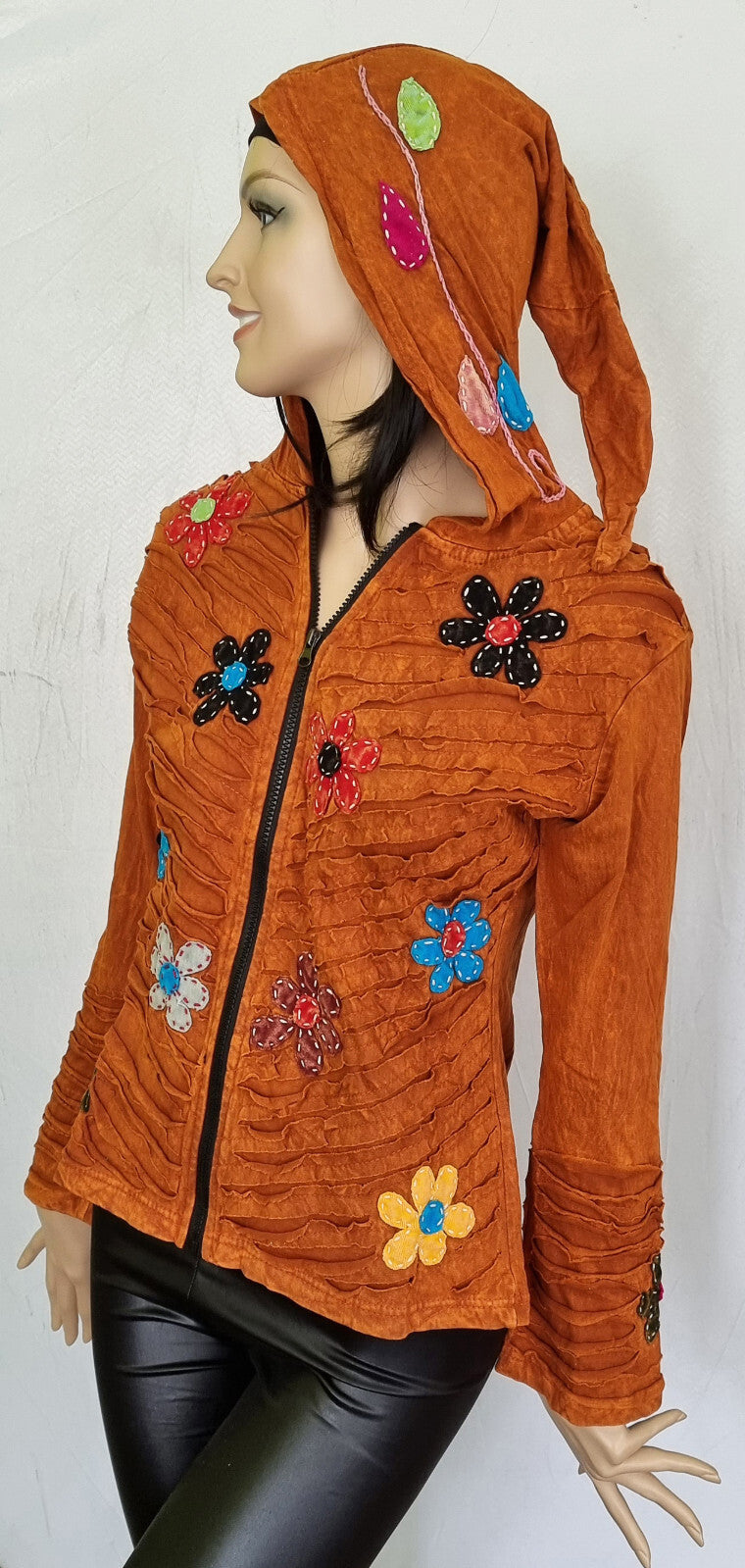 Gugel Razor Cut Patchwork Nepal Goa Ethno Flower Power Vintage Gr.34-38 onesize