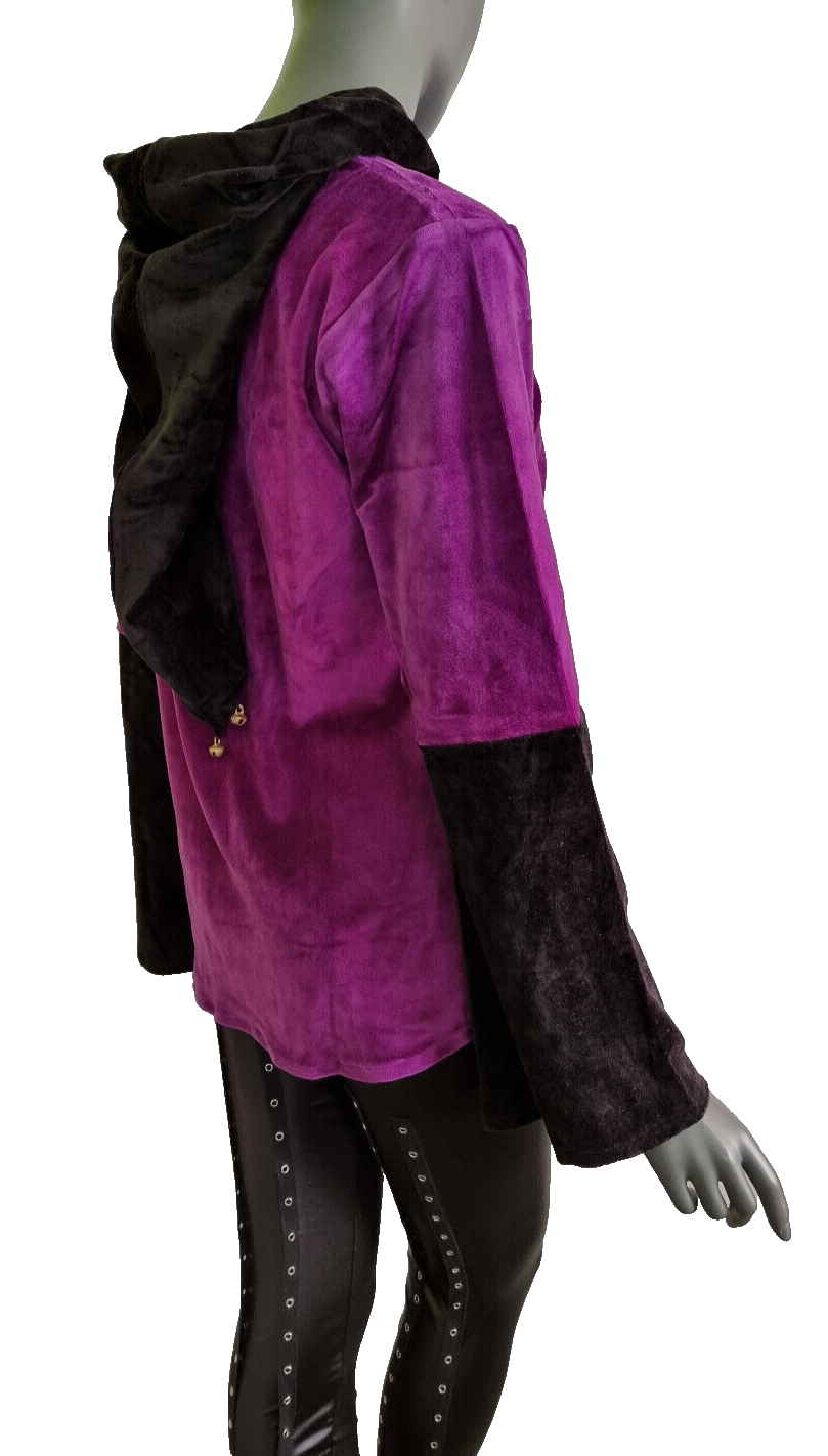 Gugel Nickisamt Sweater  Gothic  Witch Medieval   Larp schwarz-bordeaux Gr.36-42