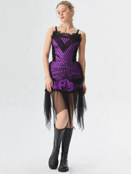 Corsagenkleid Spitze Gothic victorian Punk Zipfelkleid lila Gr.36/38 kl.40