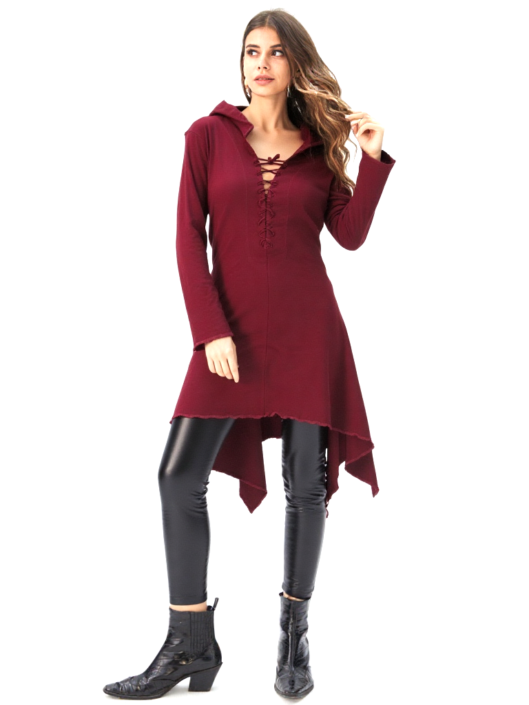 Gugel Zipfelkleid Shirtjacke Goa Ethno Medieval Hippie Gr. S/M