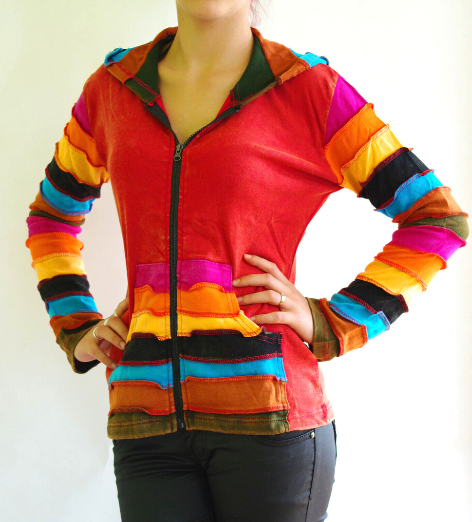 Gugel Patchwork Jacke Nepal Goa Ethno Gr.36-42