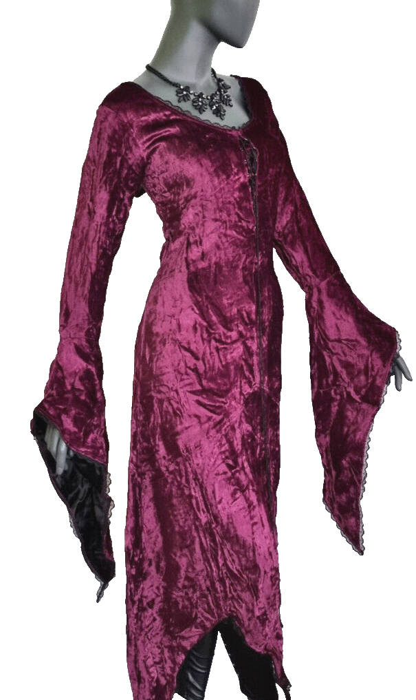 Bäres Zipfel Samtkleid Maxikleid Mittelalter Gothic Witch bordeaux-rot Gr.38/40