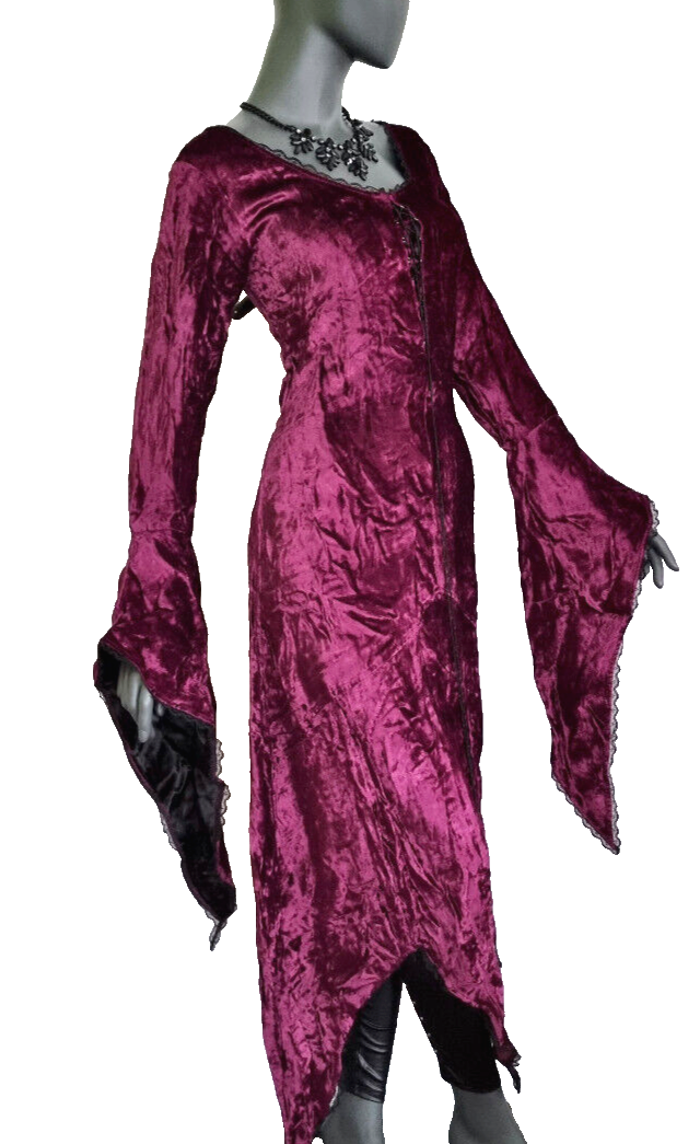 Bäres Zipfel Samtkleid Maxikleid Mittelalter Gothic Witch bordeaux-rot Gr.38/40