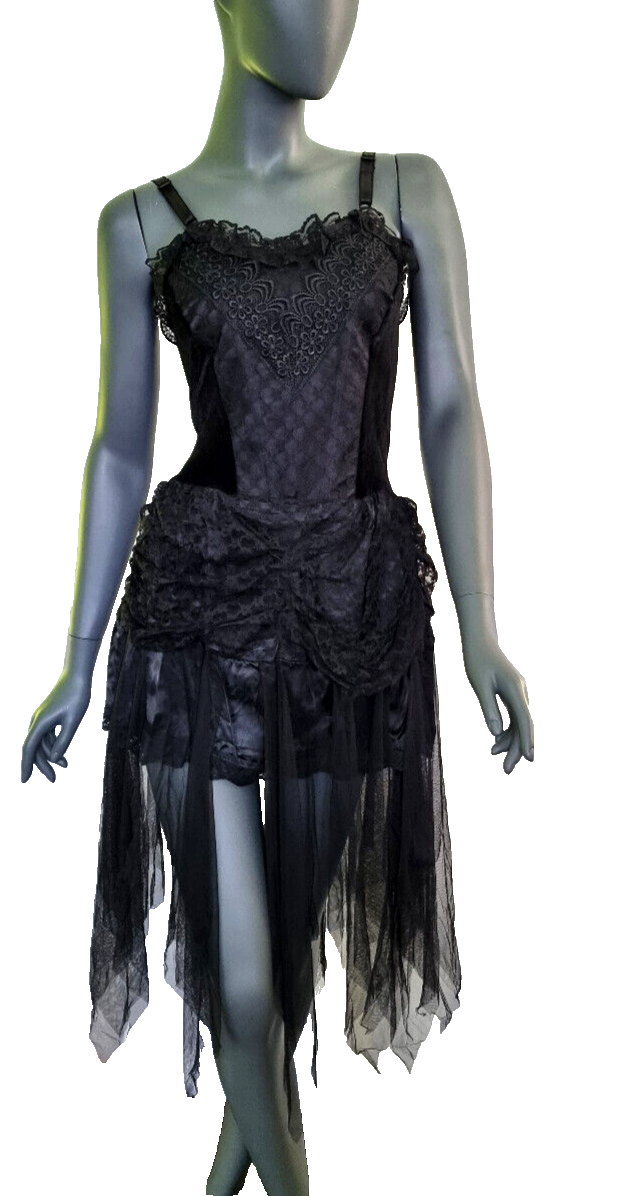 Corsagenkleid Spitze Gothic victorian Witch Zipfelkleid schwarz Gr.36/38 kl.40