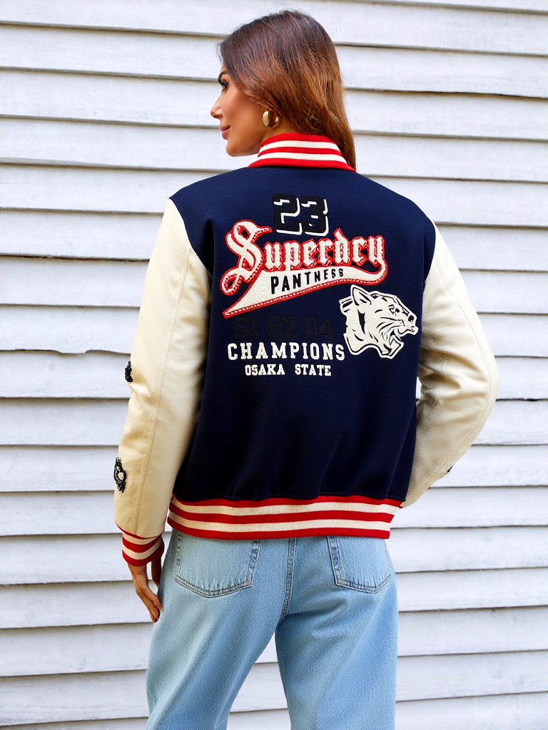 Superdry Retro College Varsity Bomberjacke Panthers Herren Gr.M Damen 40/42