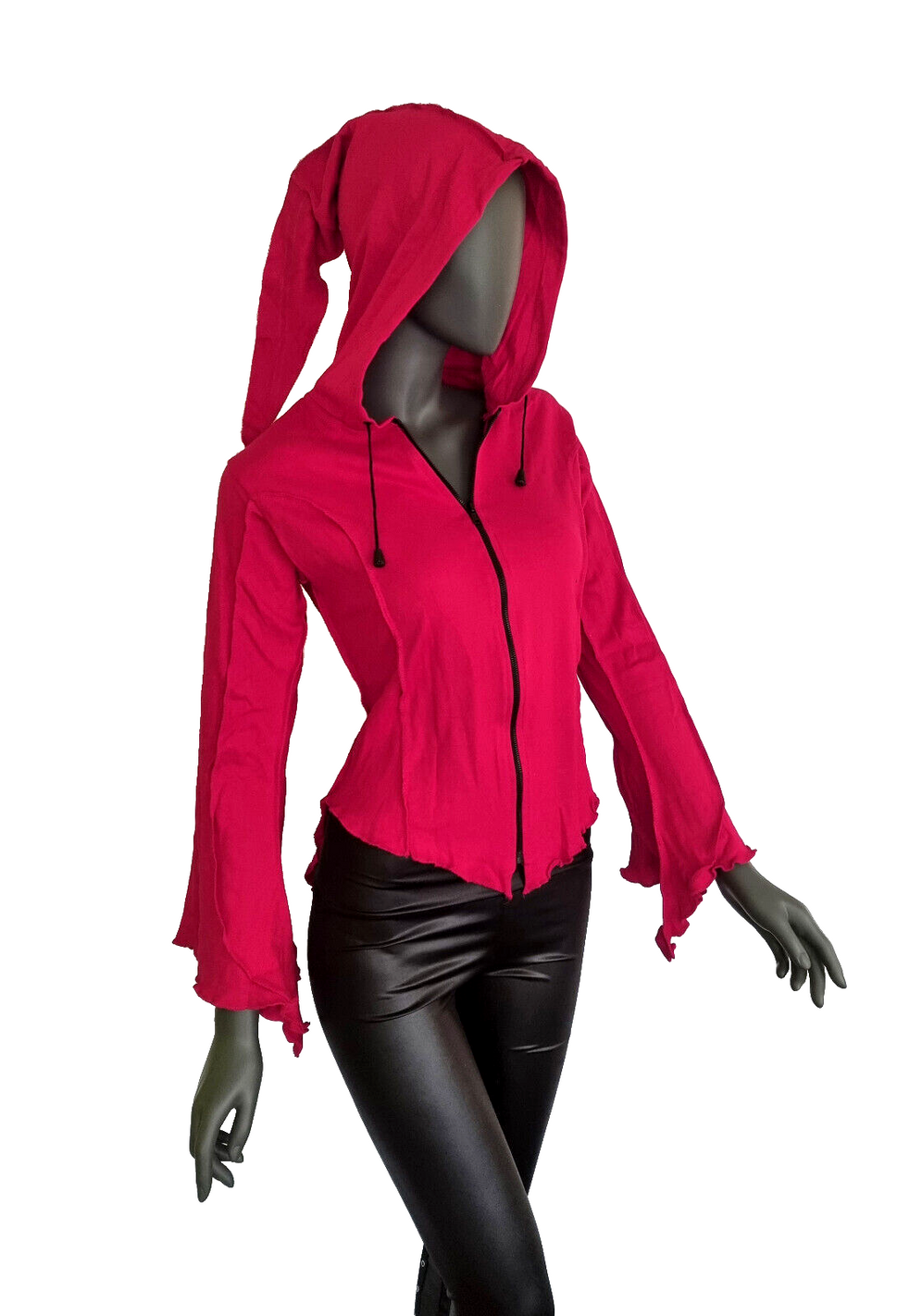 Gugel Shirtjacke Goa Ethno Boho Medieval Hippie rot Gr.S/M