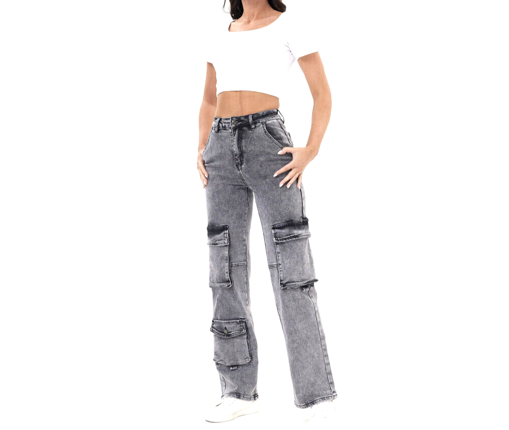 Laulia Damen High Waist Jeans Cargo Pant Gr.M/36