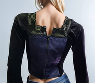 Corsagentop Gothic Punk Medieval Victorian blau Gr. 34/36