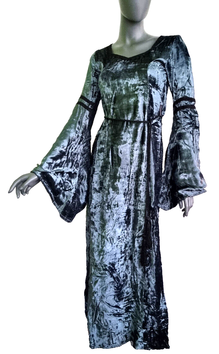Samtkleid Maxikleid Mittelalter Gothic Pixie Fee cremeweiss Gr. 34/36