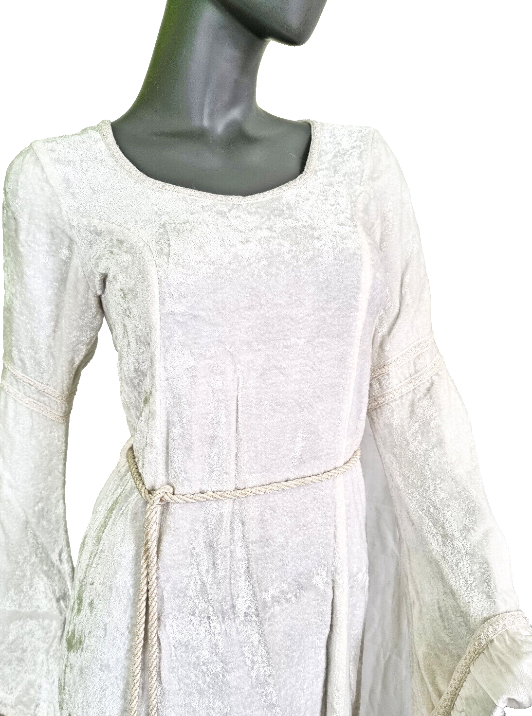 Samtkleid Maxikleid Mittelalter Gothic Pixie Fee cremeweiss Gr. 34/36