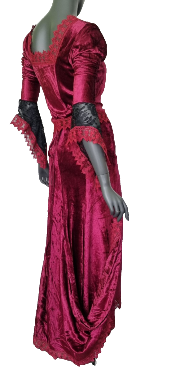 2 Teiler Rock + Bluse Gothic Barock Victorian bordeauxfarben Gr.34/36 kl.38