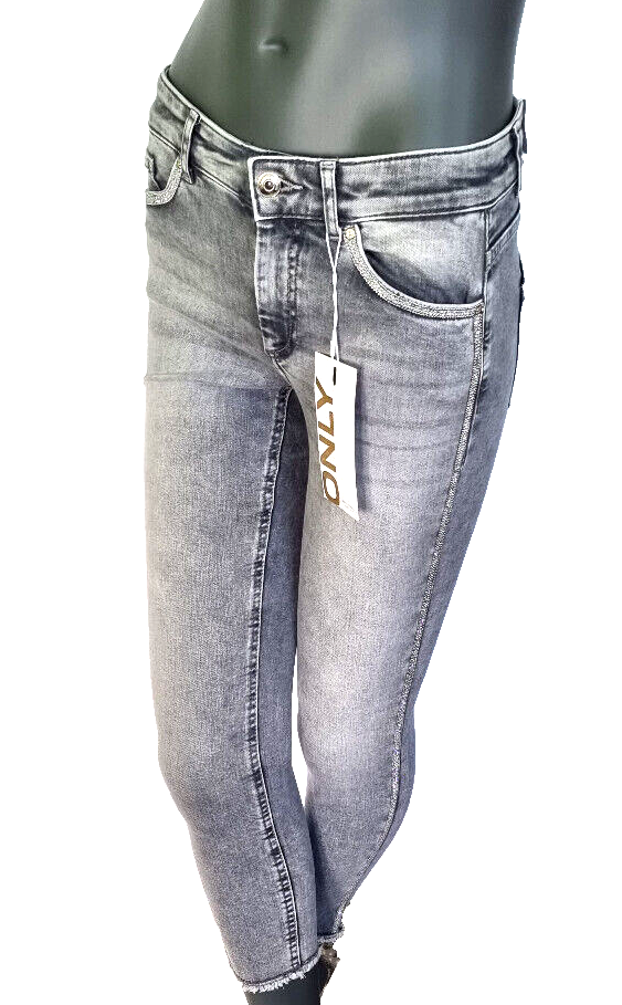 Only Blush Skinny Fit Jeans used Look 7/8 tel Glitzer Seitenstreifen Gr.L/36-38