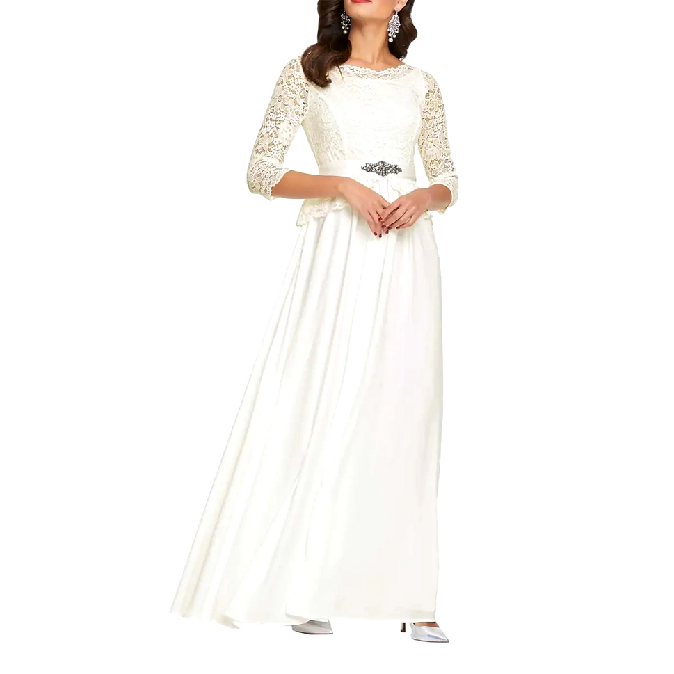Abendkleid / Hochzeitskleid offwhite Spitze Gr.40-42