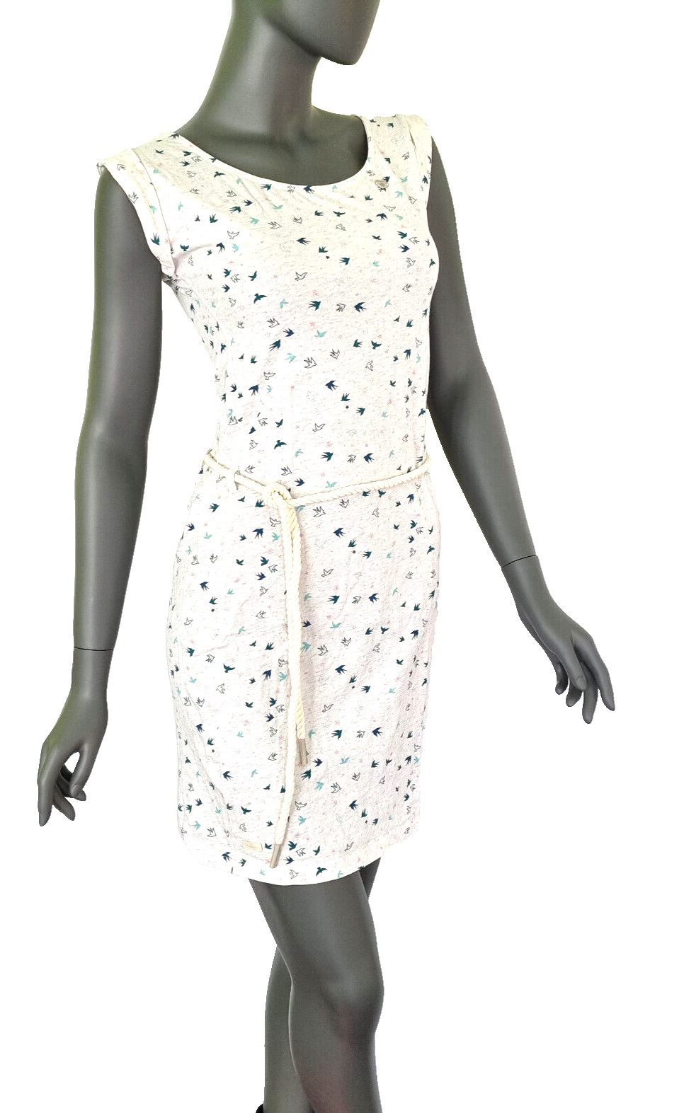 Ragwear Tammi Birds Sommerkleid mit Gürtel wollweiss melange Gr.XS,S,M