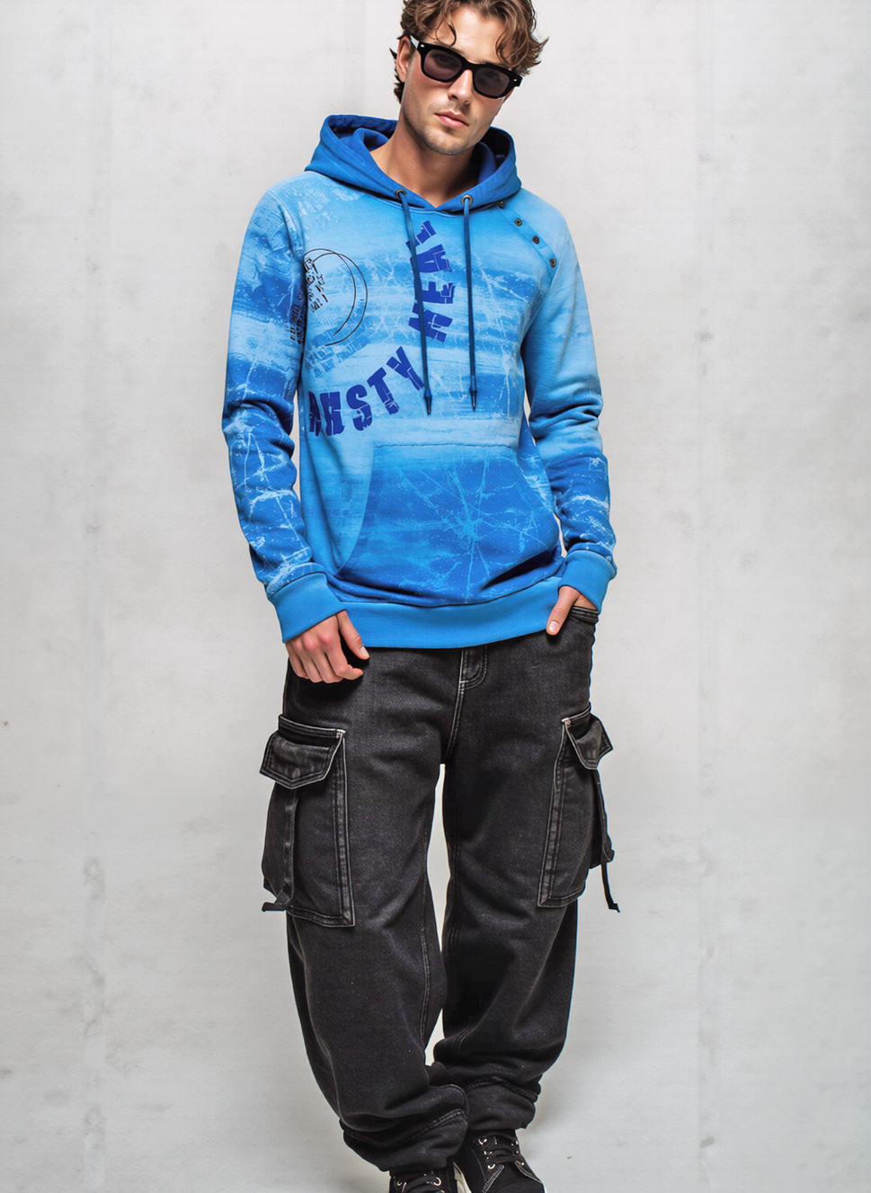 Rusty Neal Herren Sweatshirt Hoodie blau Farbverlauf Gr.S,M,XL