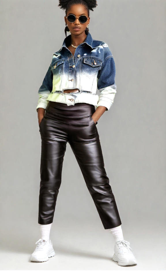 Jeansjacke cropped Boyfriend used destroyed dip dye Gr. 36-38