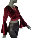 Zeige Bild SamtBluse  Gothic Larp dark Witch Medieval  Spitze Glockenärmel 34/36 kleine 38 2