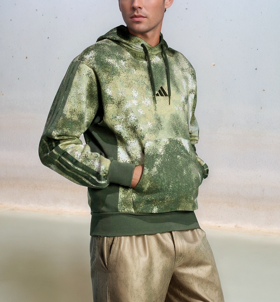 Adidas Sweatshirt JM1724 oliv beige Hoodie SEA AOP HD Gr.XL