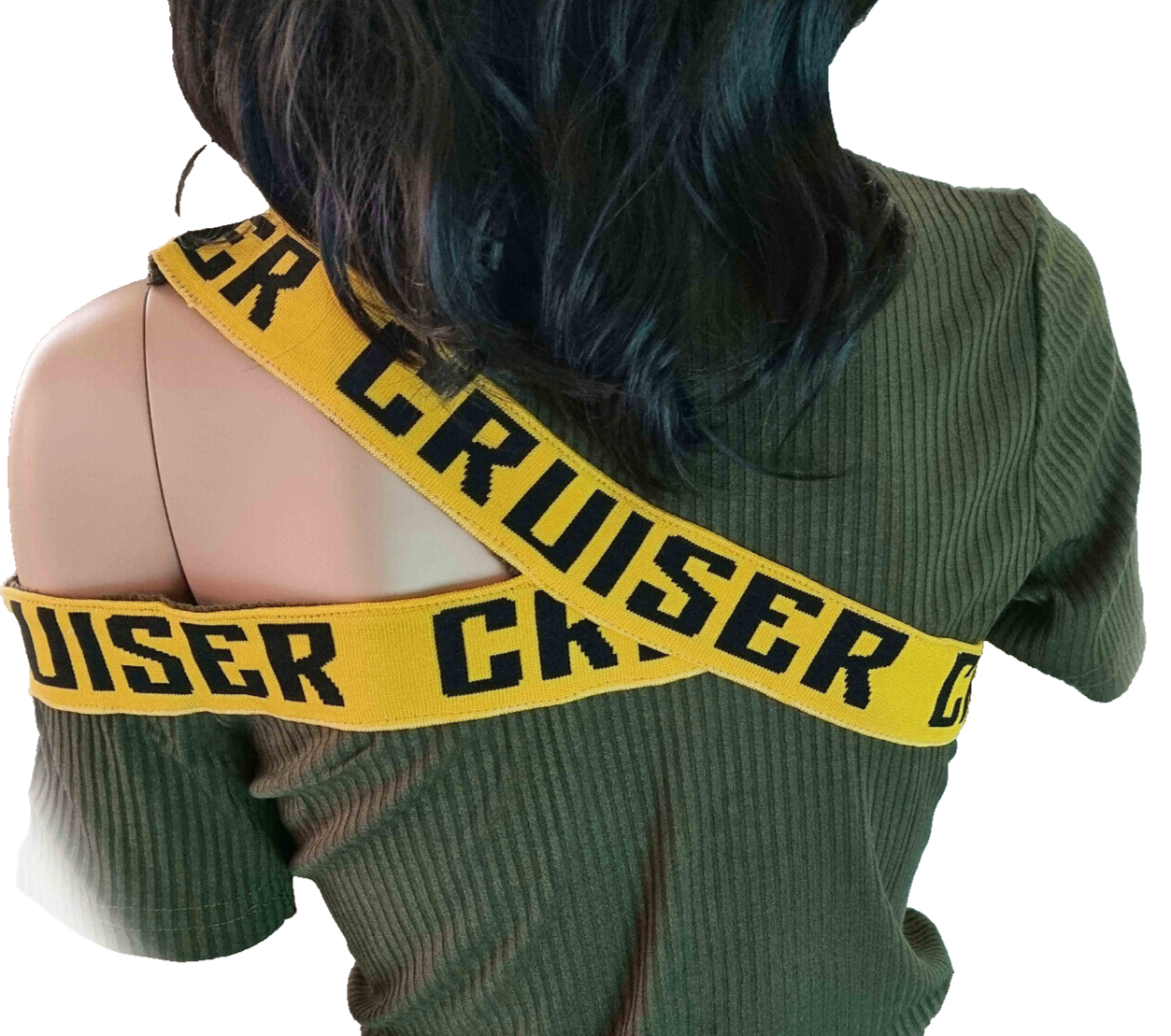 Stretchshirt Cut Out Ripp-Shirt oliv Gr.36/38