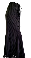 Zeige Bild Maxirock rote Nadelstreifen Corsagenschnürung Gothic Witch Punk Larp  Gr.34-38 2